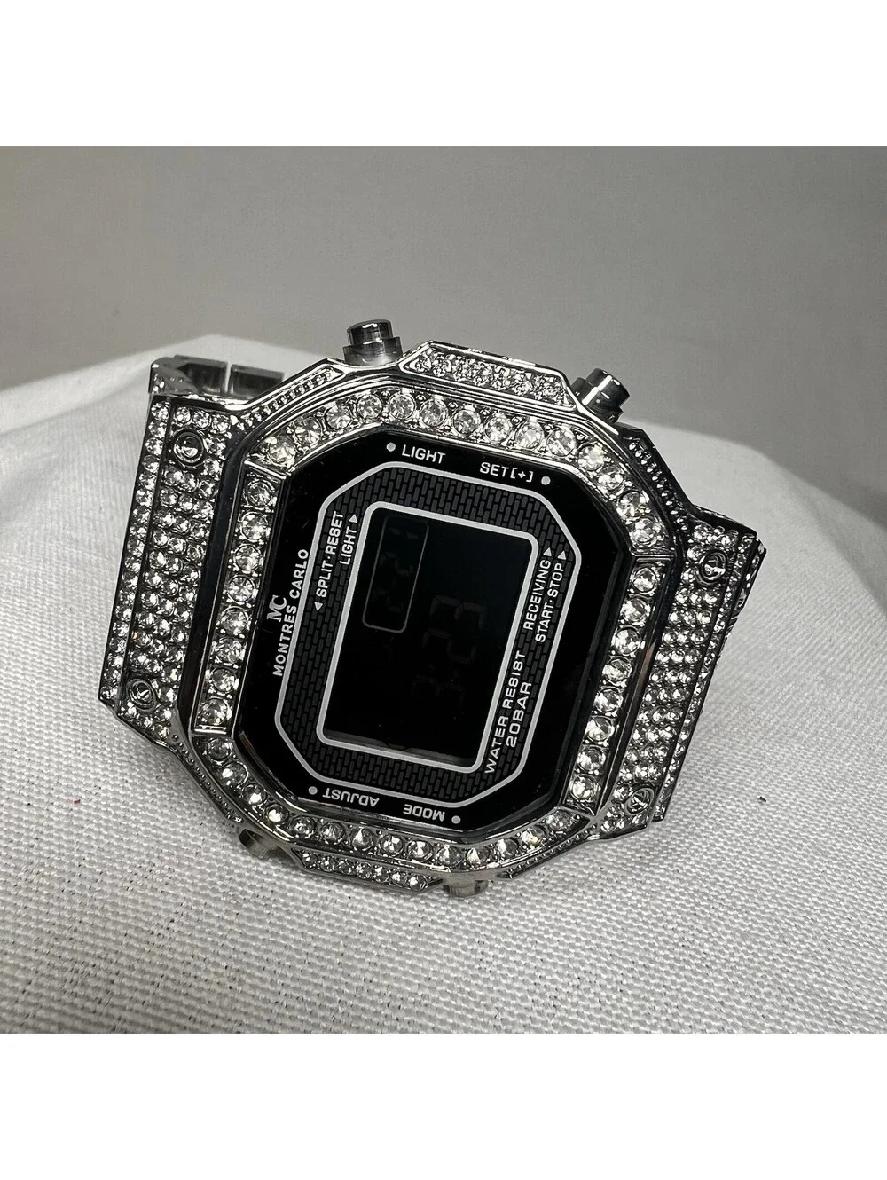 Montres Carlo Men's Hip Hop Luxury Stones Clubbing Wrist Digital Watch
